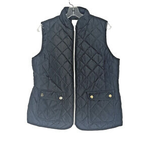 St Johns Bay Puffer Vest Womens Large Black Quilted Full Zip Outdoor Classic